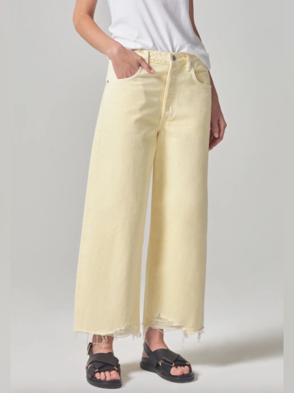 Citizens of Humanity Ayla Twill Raw Hem Crop Limoncello